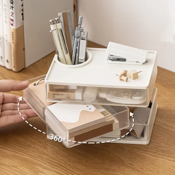 360° Rotating Cosmetics Storage Box Desktop Arrangement Rack Four Colors Of Optional Stationery Storage Box