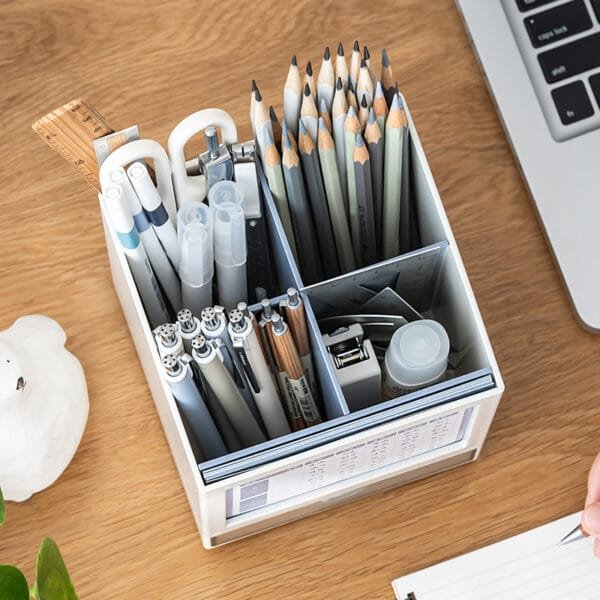 Desk Calendar 5-colors Rotary plastic pen holder storage box 2025 Calendar Office desktop creative storage
