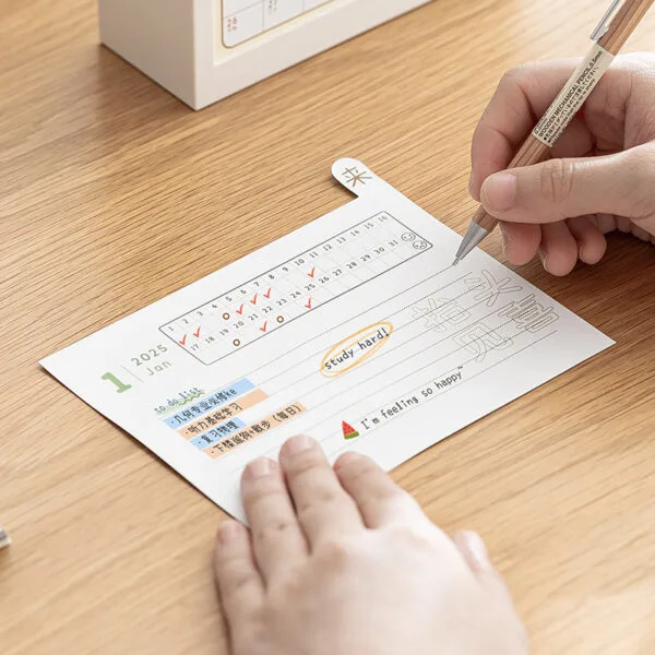 Desk Calendar Pen Holder 2-Spaces 2025 new desk calendar Desktop creative storage Note to record the clock calendar book