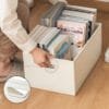 2-Color Book Storage Box Simple style Under Desk Stacked With Handles Folded Storage Box Large Capacity