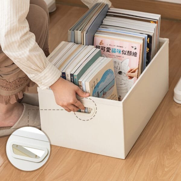 2-Color Book Storage Box Simple style Under Desk Stacked With Handles Folded Storage Box Large Capacity