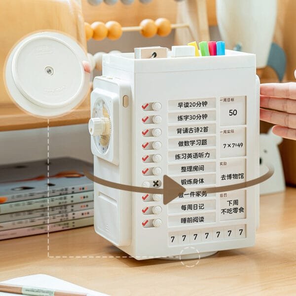 360° rotation Reusable Planner Board Multi-functional creative pen bucket Visualize the self-discipline punch card pen holder Student pen holder storage box