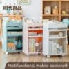 Movable Bookshelf Storage 4-colors Transparent plastic trolley with wheels Mobile shelf mobile Highly attractive storage shelves