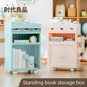 2-styles Movable Bookshelf Storage High appearance transparent multi-layer trolley,for students store books