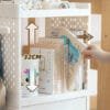 4-wheels Bookshelf Storage 4-wheels Bookshelf Storage Plastic storage shelf with hole board for placing books and landing multi-function trolley