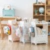 4-wheels Bookshelf Storage 4-wheels Bookshelf Storage Plastic storage shelf with hole board for placing books and landing multi-function trolley